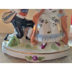 Porcelain Regency Style Lovers Figurine Couple Lady Man Knee Germany Courting