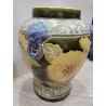 Chinese Asian Green Clay Fired Foo Dog Floral Ginger Jar Tall Vase Vintage Decor