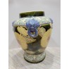 Chinese Asian Green Clay Fired Foo Dog Floral Ginger Jar Tall Vase Vintage Decor