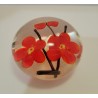 Chinese Flowers on Branching Stems Lampwork Art Glass Paperweight Plum Blossoms