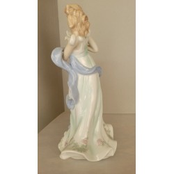 Yvonne Halton British Artist Fine Porcelain Figurine of a Girl Woman with a Dove