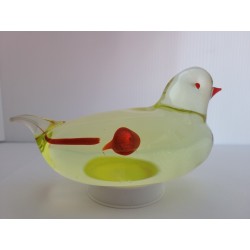 Murano Animals Duck Yellow Vaseline Art Pebbles Cenedese Italian Glass Figurine