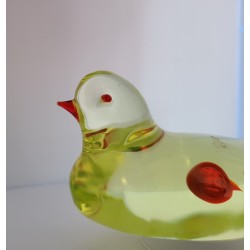 Murano Animals Duck Yellow Vaseline Art Pebbles Cenedese Italian Glass Figurine