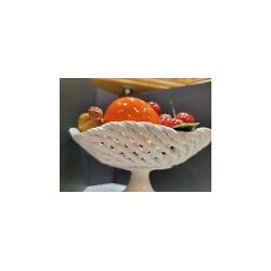 Vintage Capodimonte Style Italy Hand-painted Ceramic Fruit Tray Bowl Centerpiece