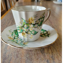 Vintage Lefton ~ Lily of the Valley Hand Painted Tea Cup & Saucer Bone Porcelain