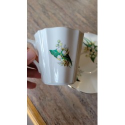 Vintage Lefton ~ Lily of the Valley Hand Painted Tea Cup & Saucer Bone Porcelain