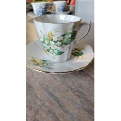 Vintage Lefton ~ Lily of the Valley Hand Painted Tea Cup & Saucer Bone Porcelain