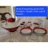 Frunzensky SOVIET USSR Minsk FFZ Porcelain Teapot Tea Cups Saucers Black Polka